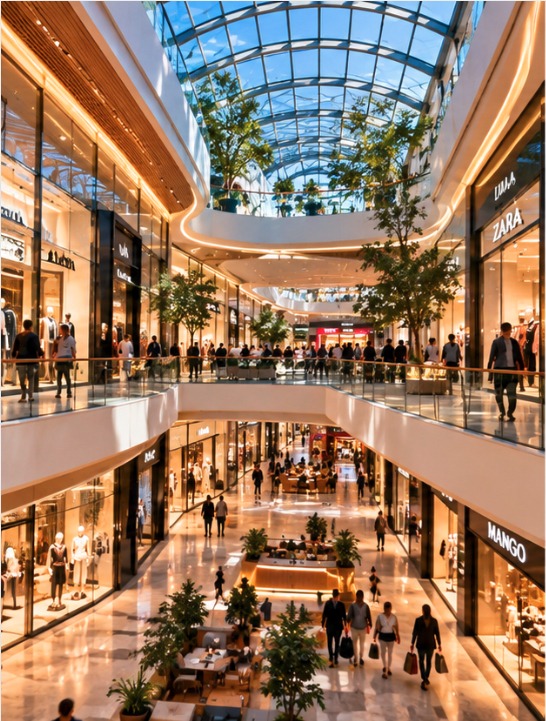 Contemporary retail architecture and shopping destination