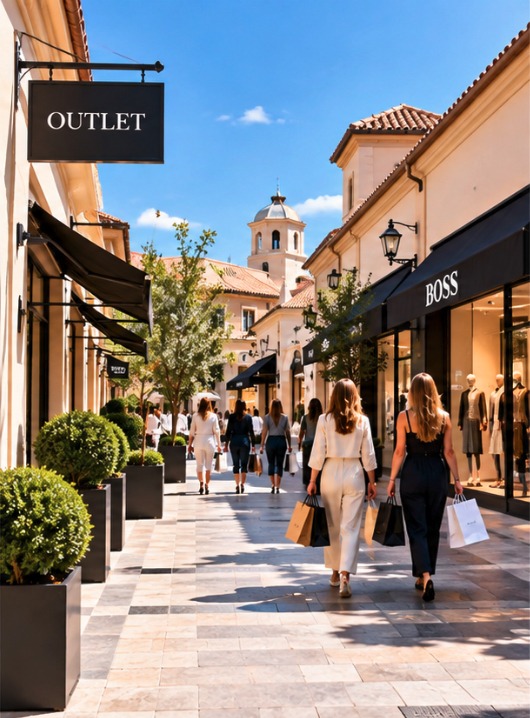 Fashion boutique with clothing and retail displays